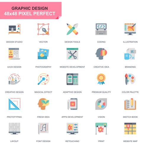 Sencillas herramientas de diseño de iconos planos para aplicaciones web y móviles vector