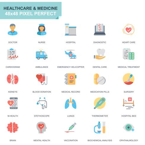 Simple Set Healthcare and Medical Flat Icons vector