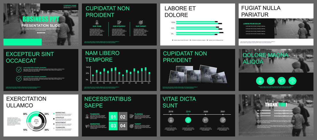 Presentación de negocios en PowerPoint de plantillas de diapositivas a partir de elementos infográficos. vector