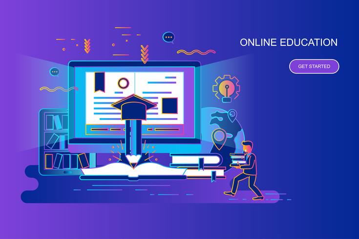 Modern gradient flat line concept web banner vector