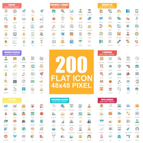 Simple set of flat pictogram icon pack vector