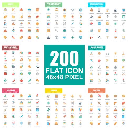 Flat Pictogram Icon Pack vector