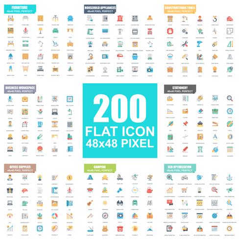 Flat Pictogram Icon Pack vector