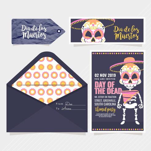 Invitación de fiesta del día de los muertos vector