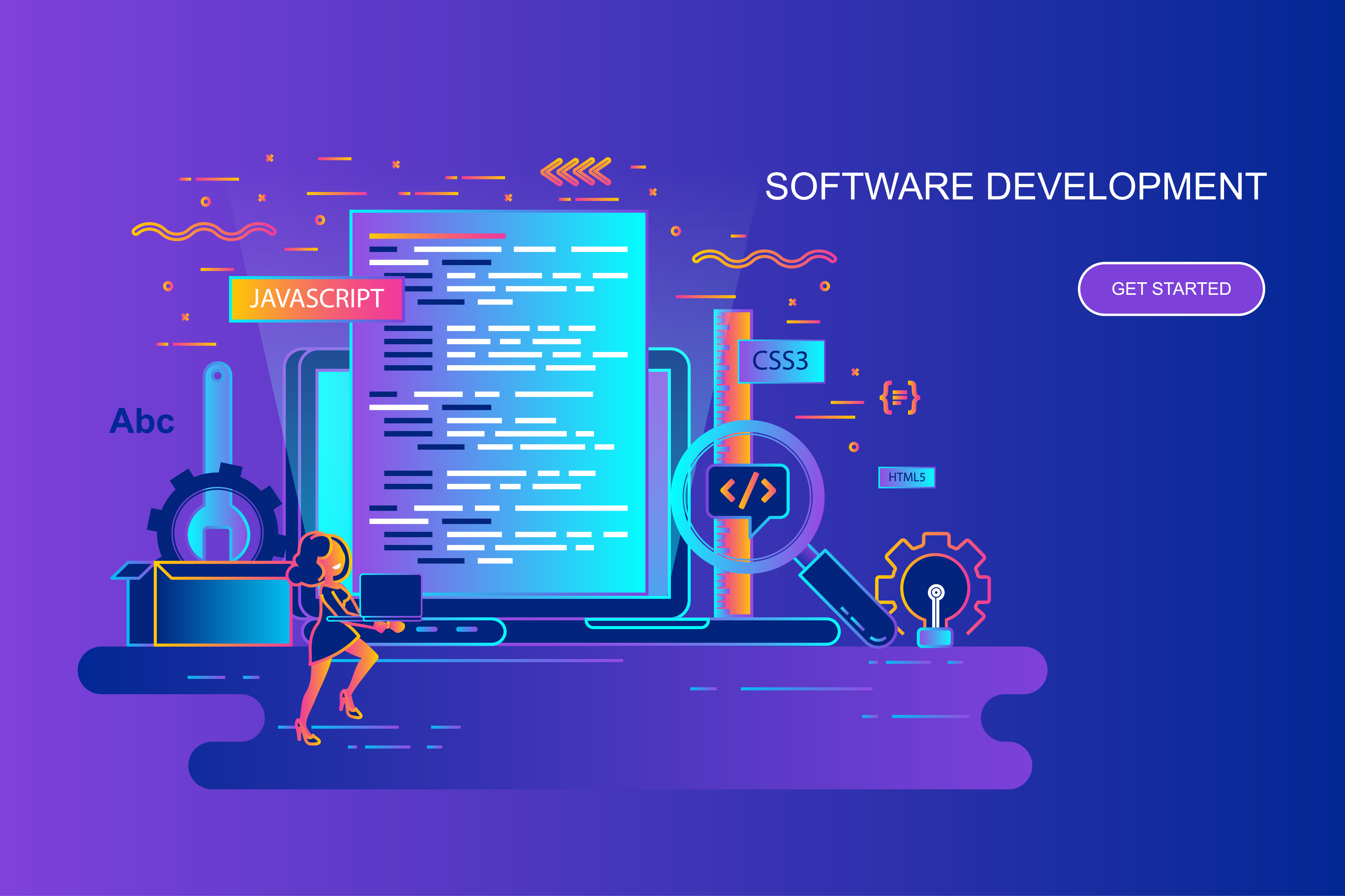 Modern gradient flat line concept web banner 252885 Vector Art at Vecteezy