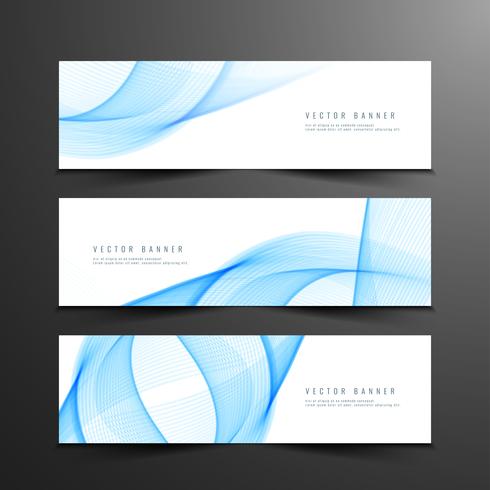 Conjunto de banners ondulado abstracto vector