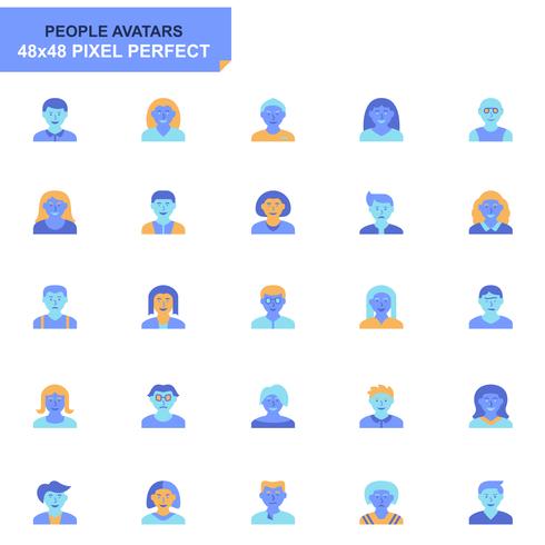 Simple Set People Avatar Icons para sitios web y aplicaciones móviles vector