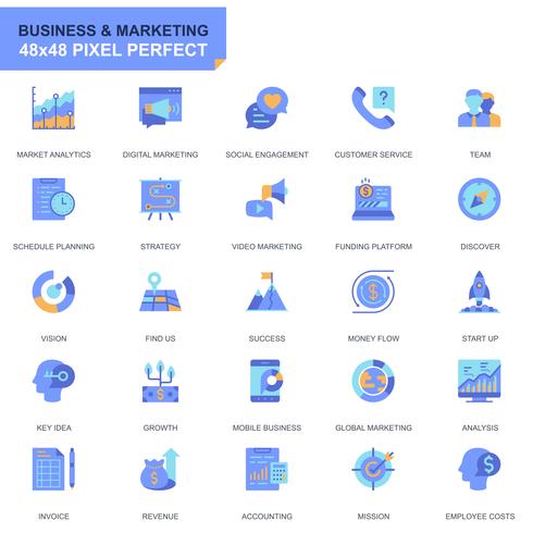 Simple Set Business and Marketing Flat Icons vector