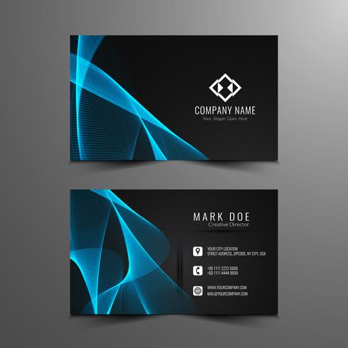 Abstract modern blue wavy business card template  vector