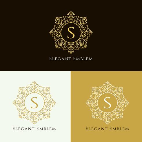 Abstract elegant emblem design set vector