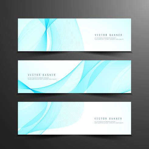 Conjunto de banners ondulado abstracto vector