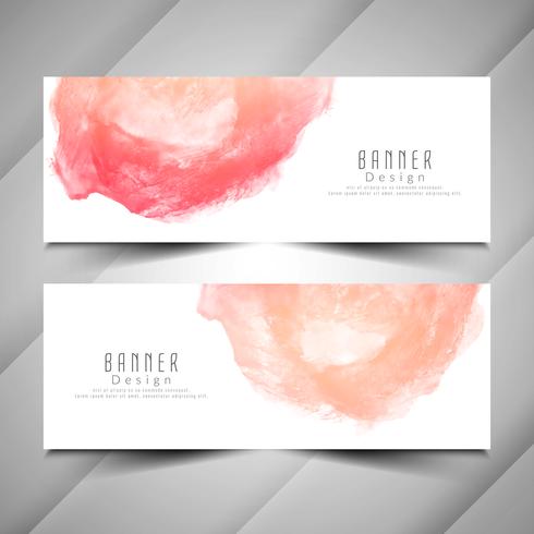 Conjunto de banners de acuarela colores abstractos vector