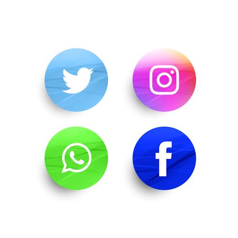 Abstract social media icons set vector