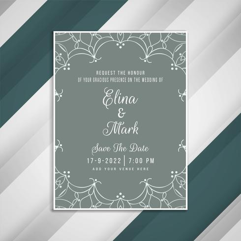 Diseño de tarjeta de invitación de boda hermosa abstracta vector