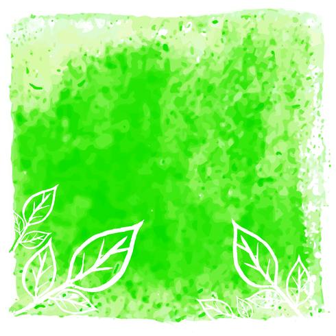 Modern green watercolor leaves background vector