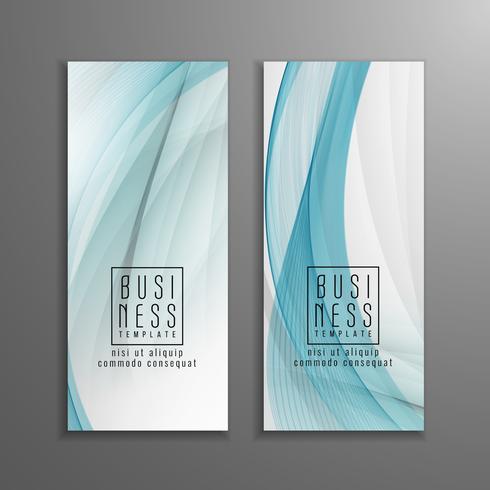 Abstract blue wavy business template set vector