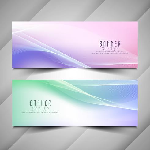 Abstract colorful stylish wavy banners set vector