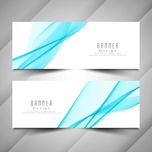 Abstract blue wavy banners set vector