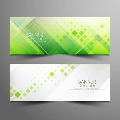 Abstract blue geometric banner set vector