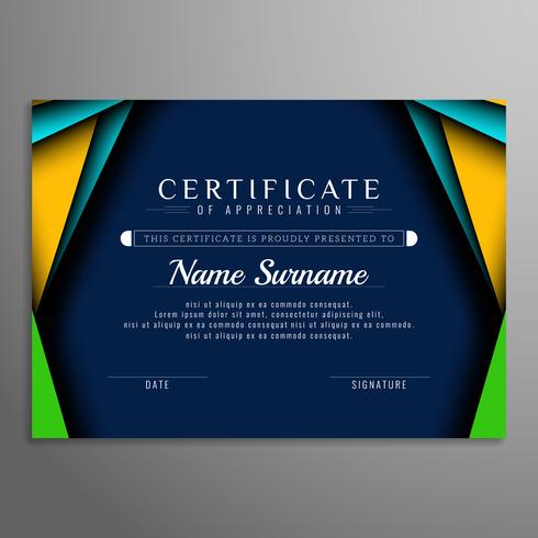 Resumen elegante fondo colorido certificado vector