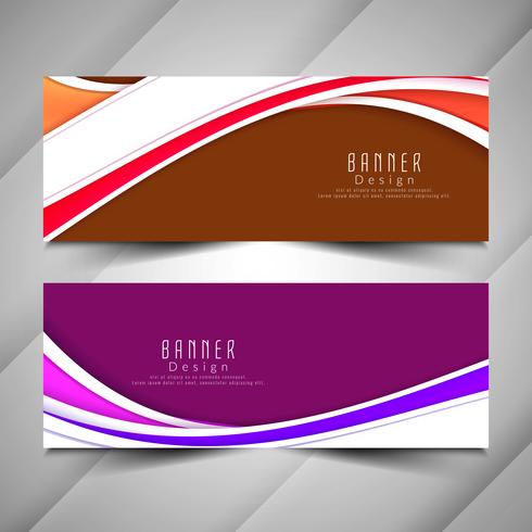 Abstract stylish colorful wavy banners set vector