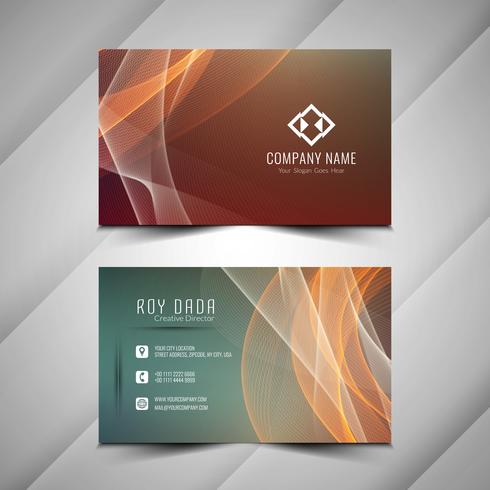 Abstract colorful elegant wavy business card template vector