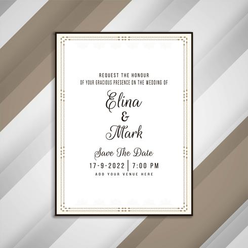 Diseño de tarjeta de invitación de boda elegante abstracto vector