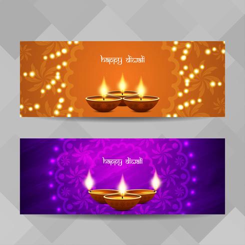 Conjunto de banners religiosos abstractos feliz Diwali vector