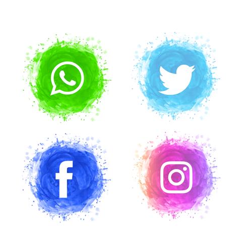 Abstract social media icons set vector