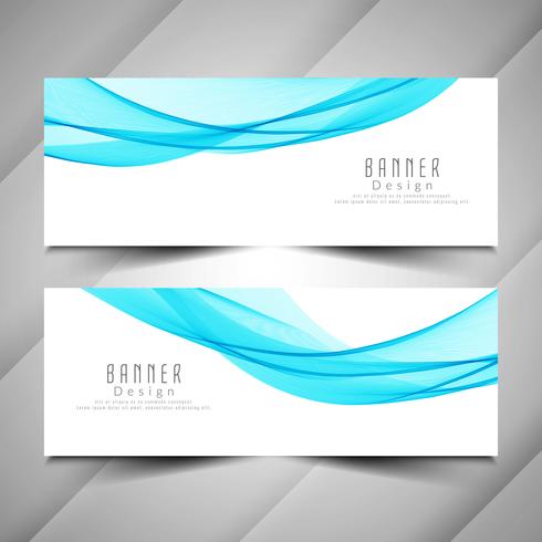 Abstract elegant wavy banners set vector