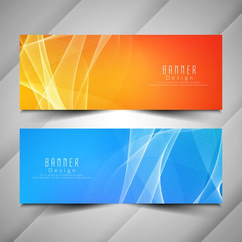 Abstract bright wavy elegant banners set vector