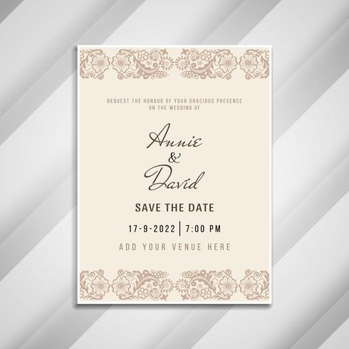 Plantilla de tarjeta de invitación de boda artística abstracta vector