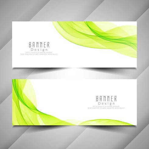 Abstract elegant wavy banners set vector