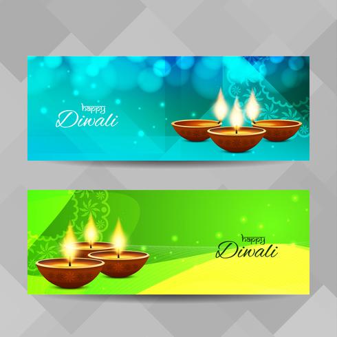 Conjunto de banners abstractos feliz Diwali vector