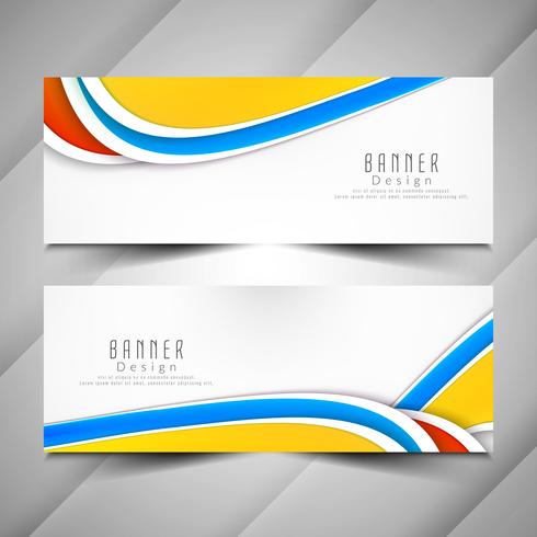 Conjunto de banners ondulado colorido abstracto vector