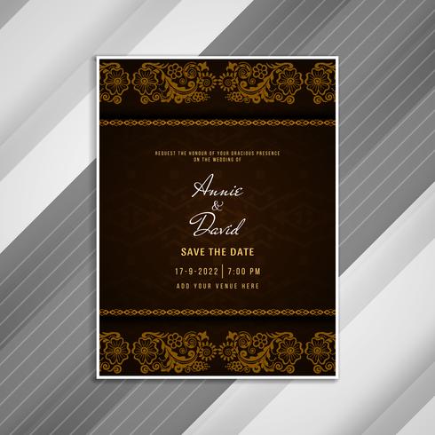 Invitación de boda abstracta elegante diseño de tarjeta vector