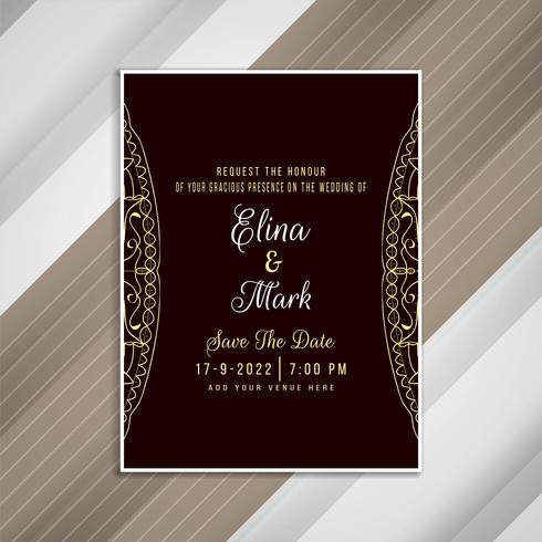 Diseño de tarjeta de invitación de boda hermosa abstracta vector