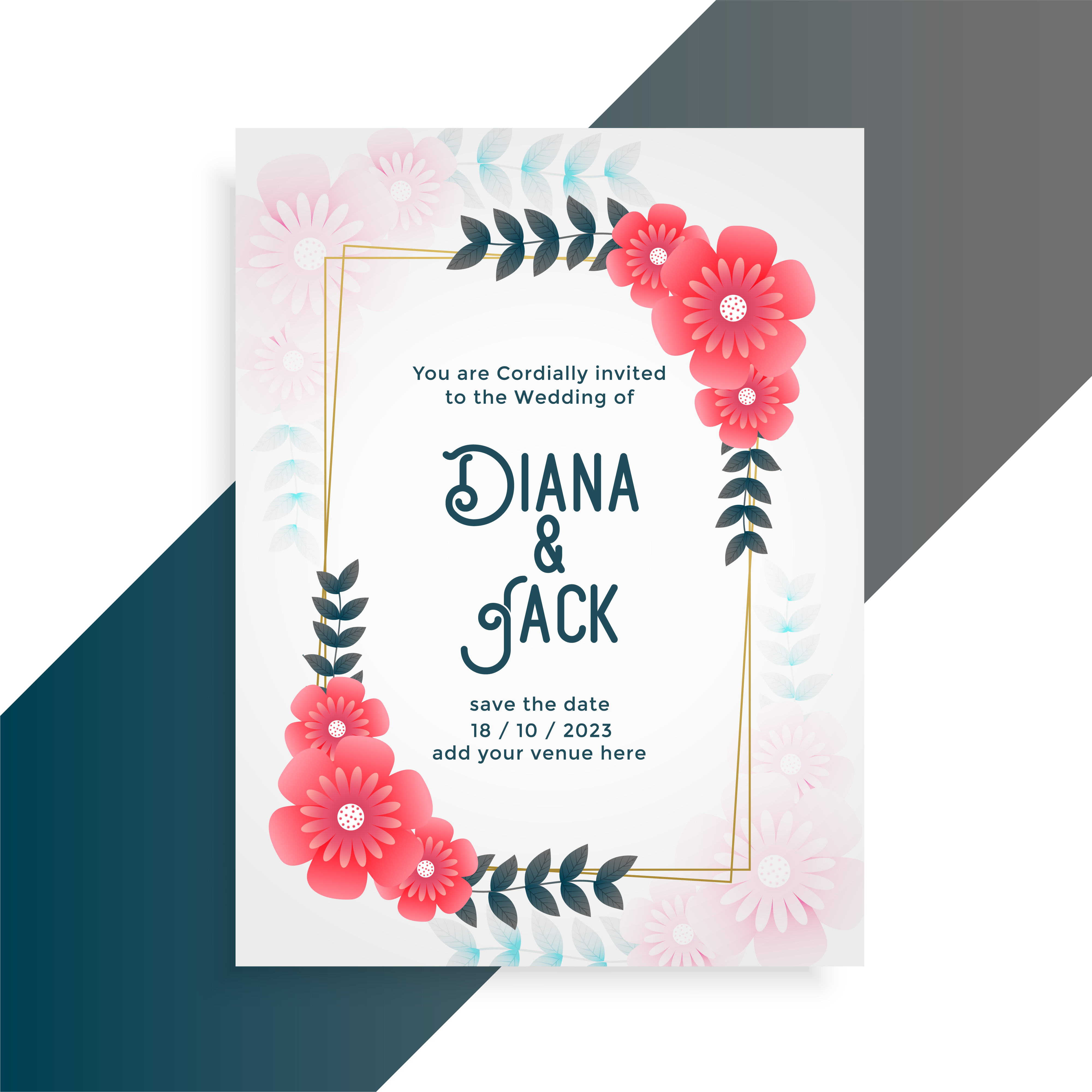 flower wedding card invitation template download free
