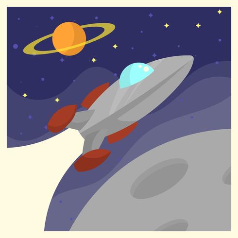 Vintage Spaceship Voyager Poster Vector Illustration