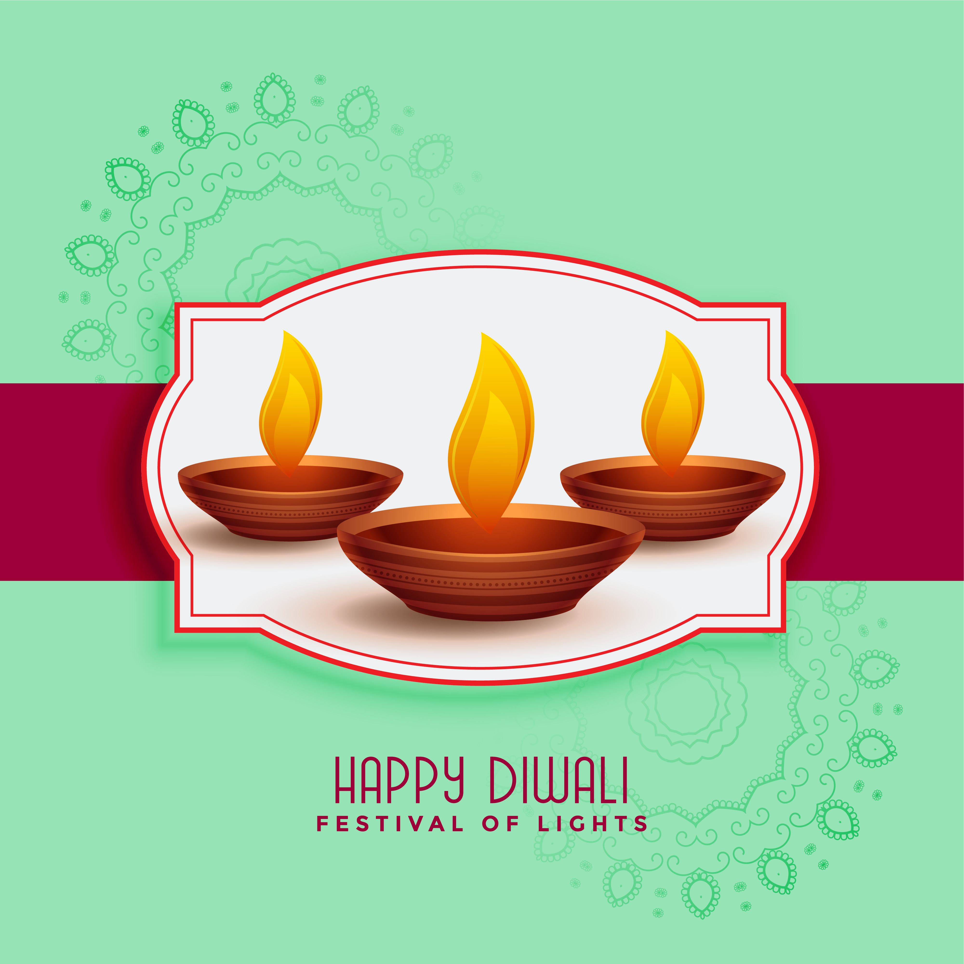 traditional happy diwali festival greeting card design Download Free