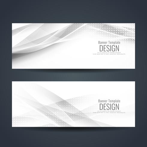 Conjunto de banners con estilo ondulado colorido abstracto vector