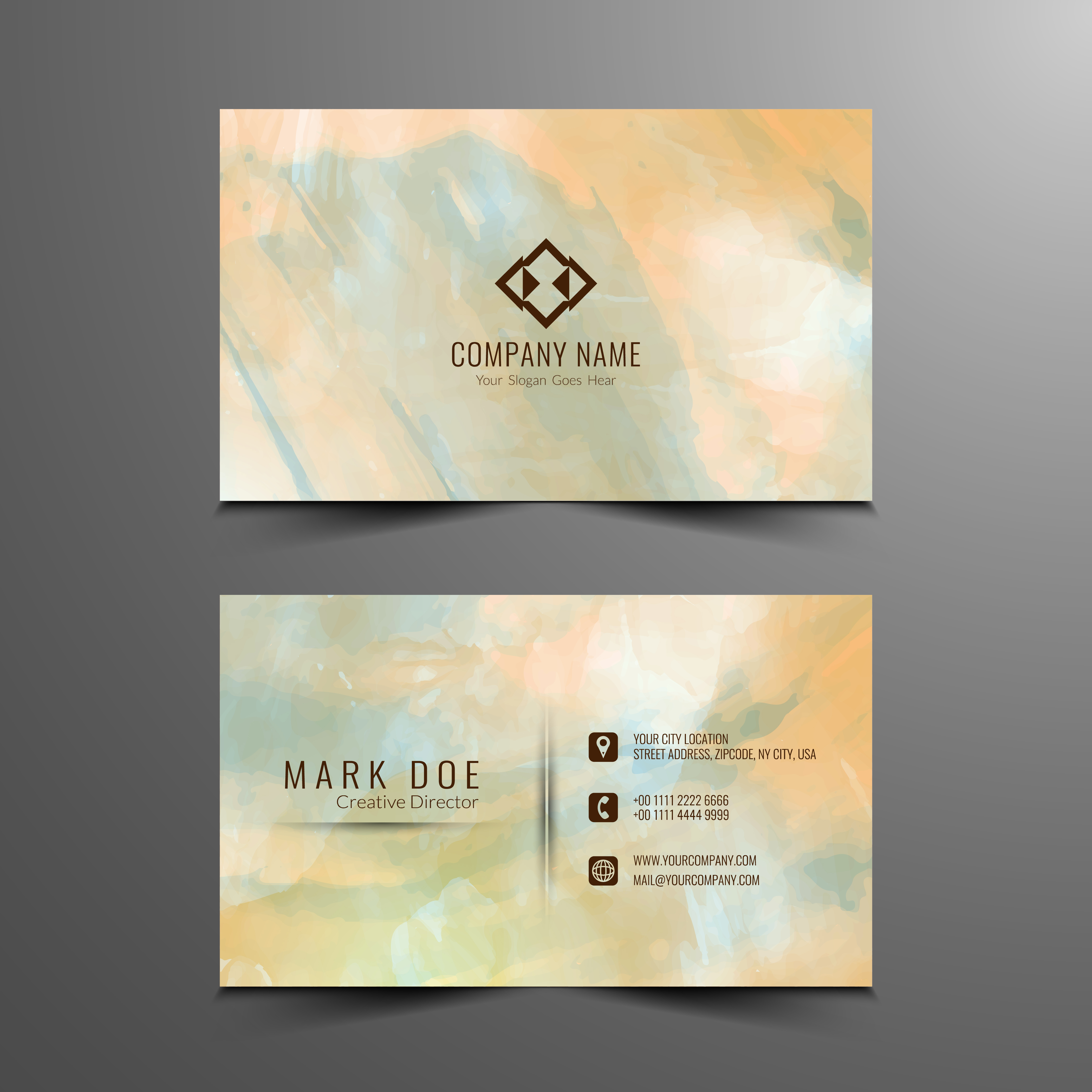 Watercolor Business Cards / Watercolor Artist Business Card Template — Medialoot / Then i went over each one.