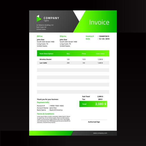 Green Elegance Invoice Template vector