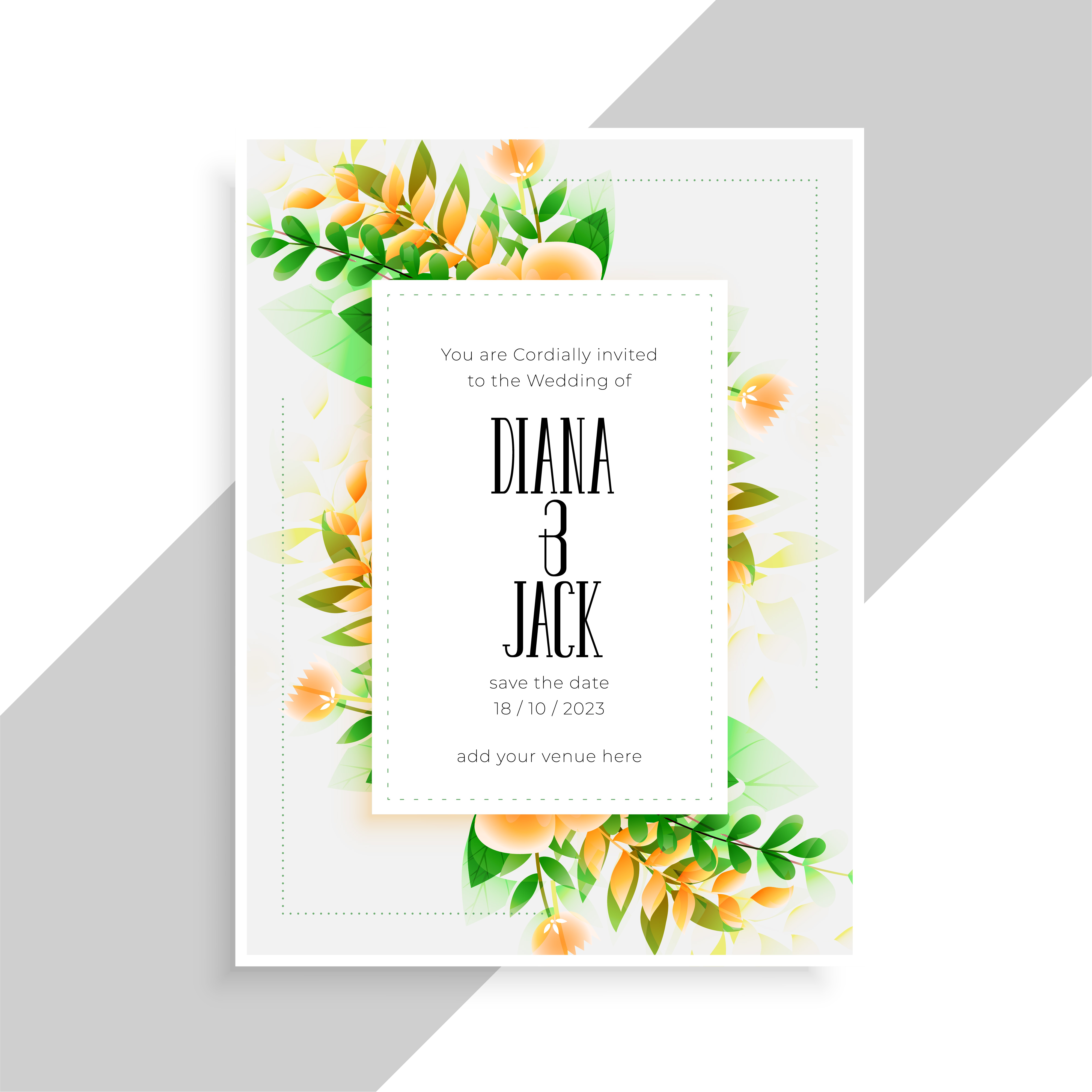 flower decoration beautiful wedding card design template