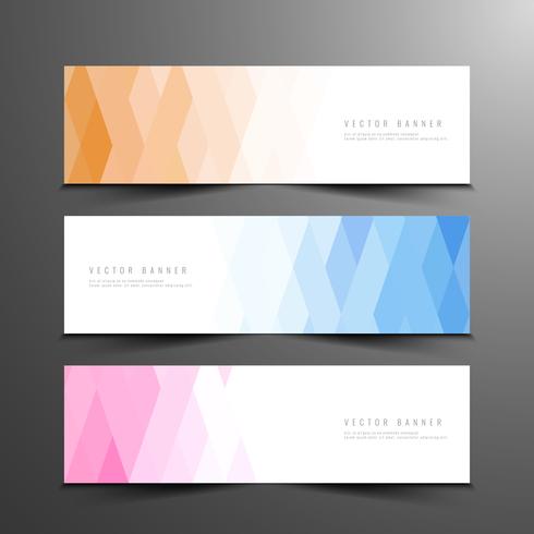 Abstract colorful elegant geometric banners set vector