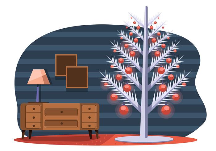 Árbol de Navidad de mediados de siglo vector