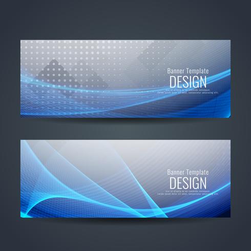 Abstract colorful wavy stylish banners set vector