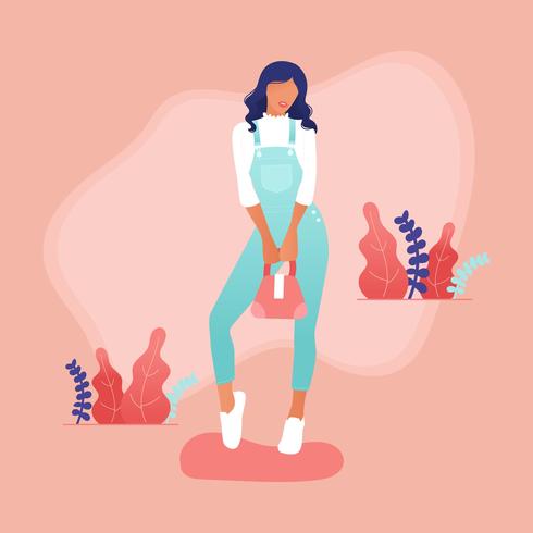Model In Overalls Vector