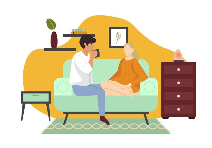 Couple Sitting On Sofa vector