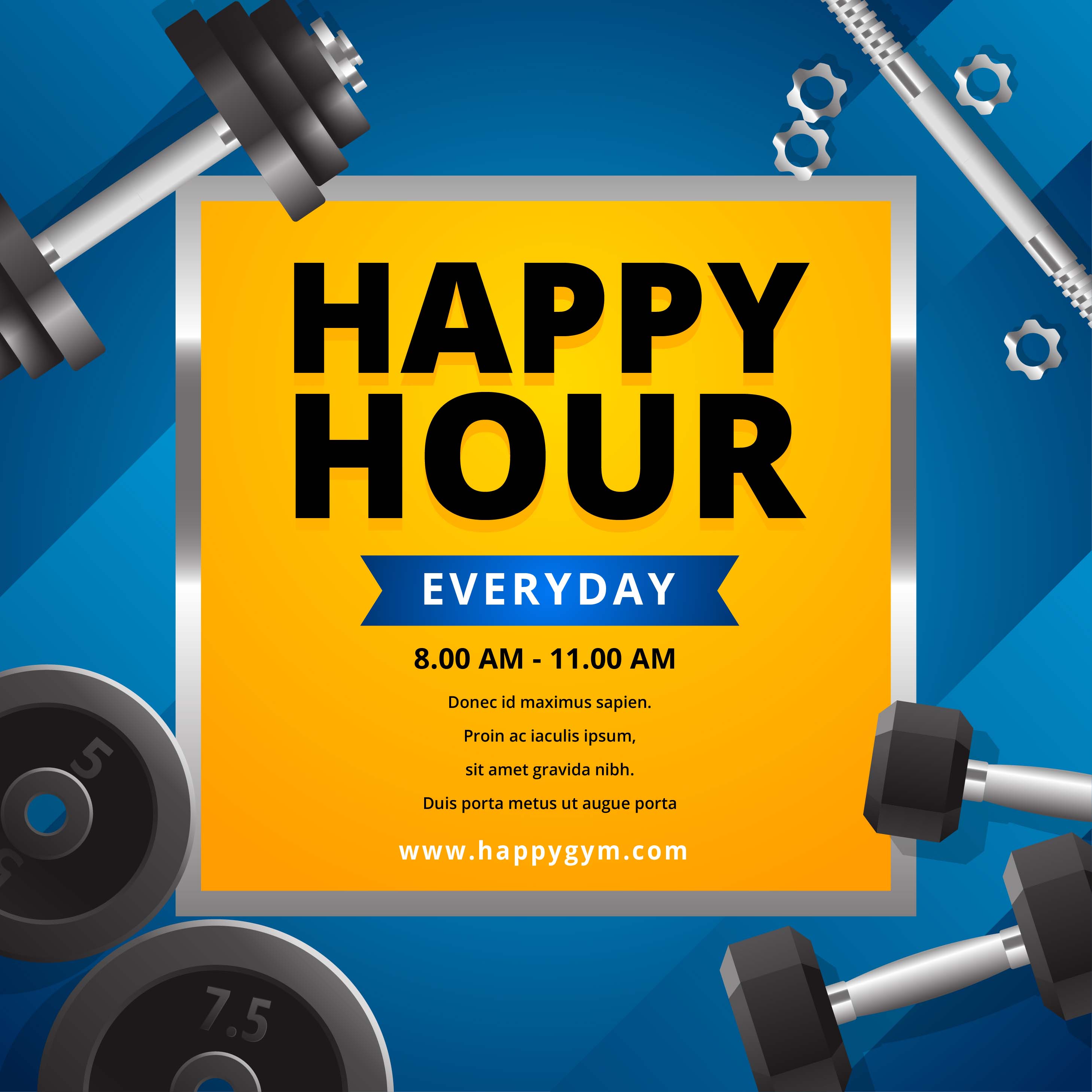 Gym Promotion Material With Realistic Fitness Equipment 256092 Vector